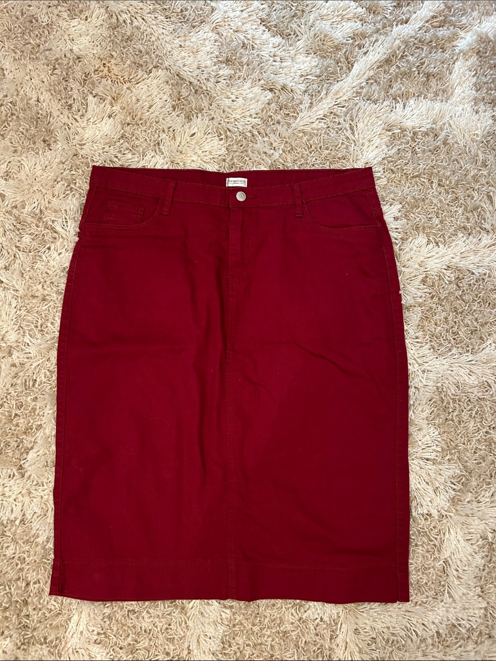 Jade Mackenzie Burgundy Denim Modest Skirt 18